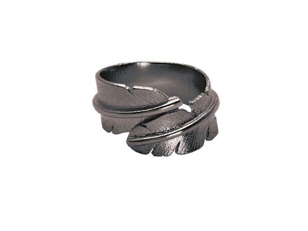 Heiring Feather ring medium ox. sølv